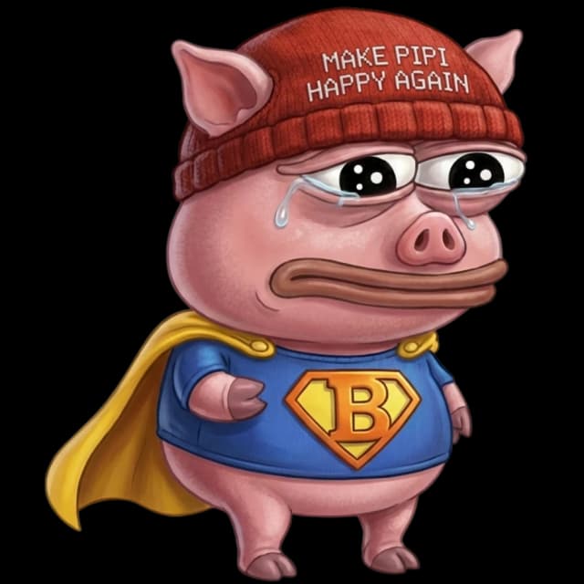 Pipi, the round pink pig in his red beanie